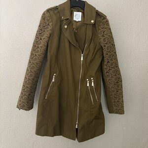Dawn Levy Lia Designer Women’s Coat Medium, Olive Green Lace Fall